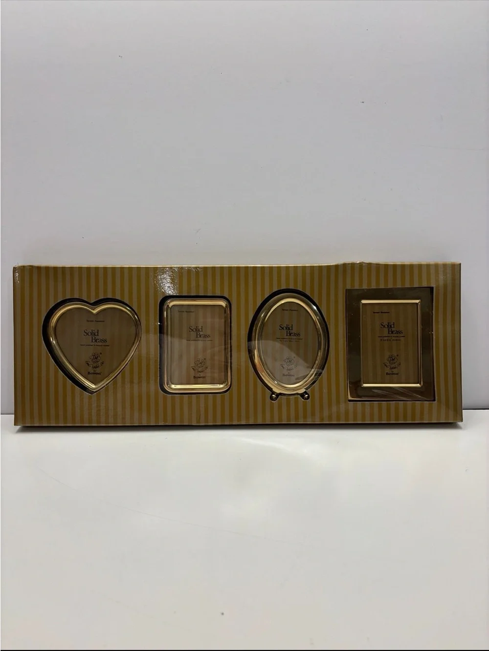 NEW Bowon vintage-style miniature solid brass photo frames in assorted shapes